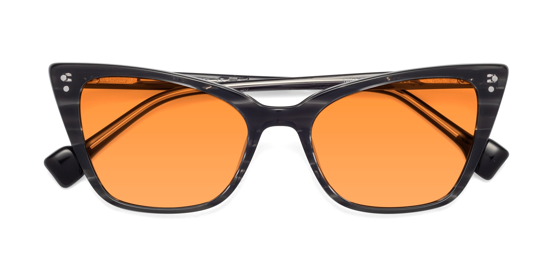 Folded Front of 1491 in Stripe Gray with Orange Tinted Lenses