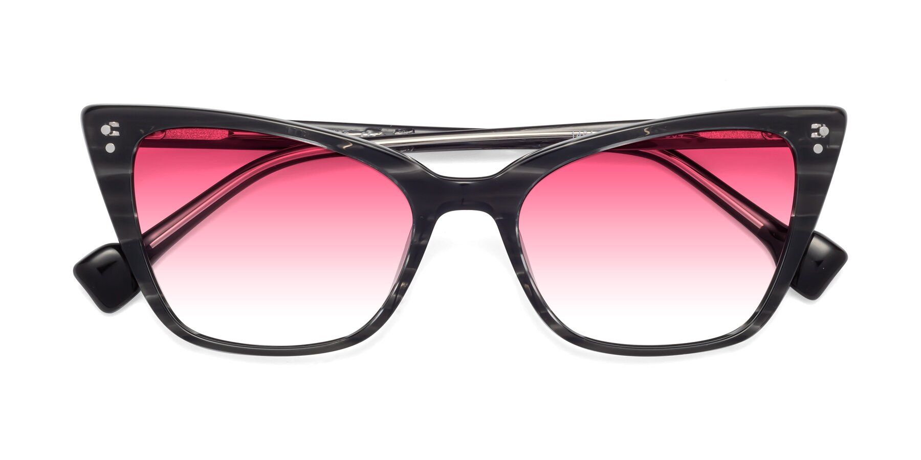 Folded Front of 1491 in Stripe Gray with Pink Gradient Lenses