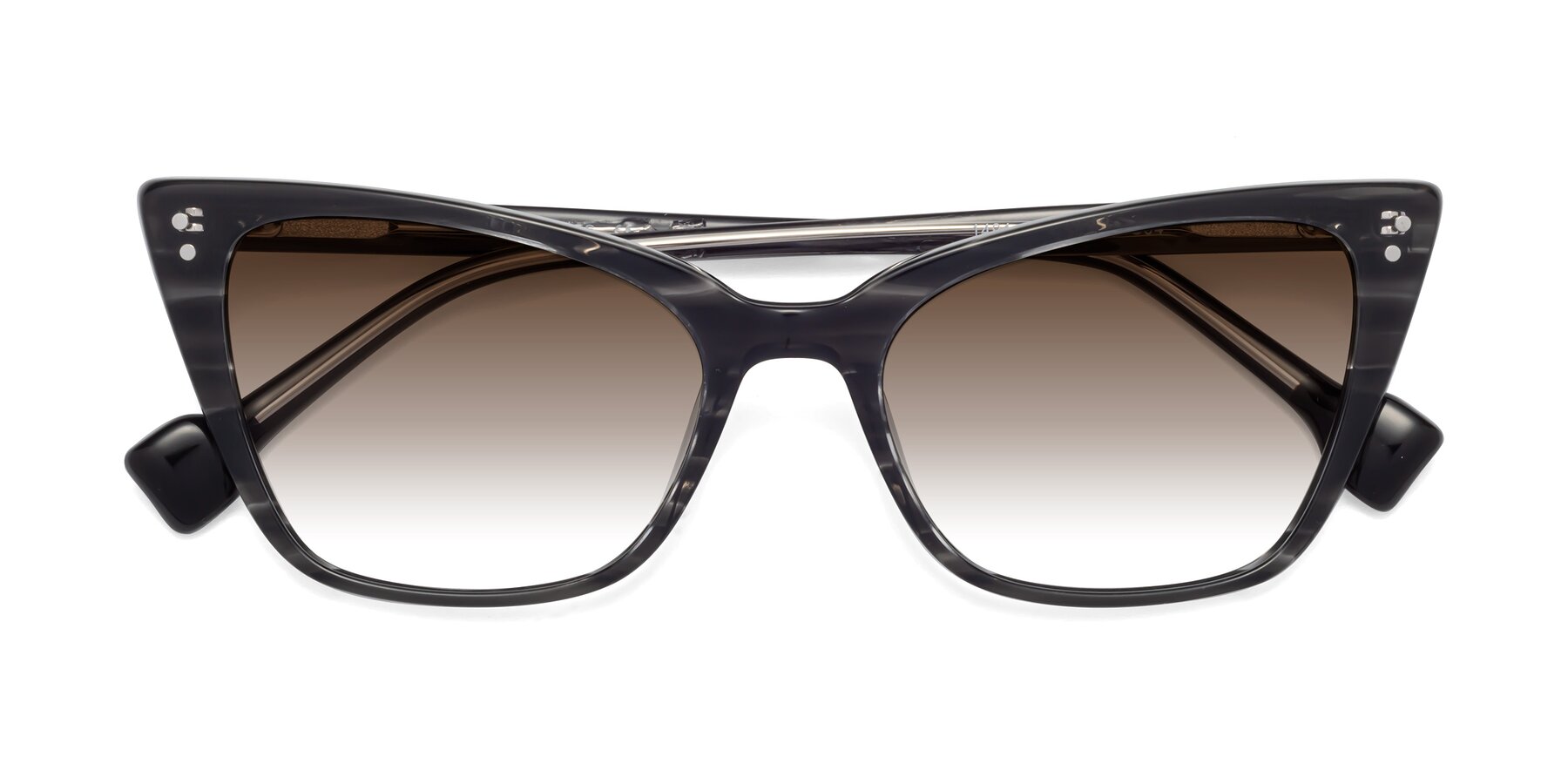 Folded Front of 1491 in Stripe Gray with Brown Gradient Lenses