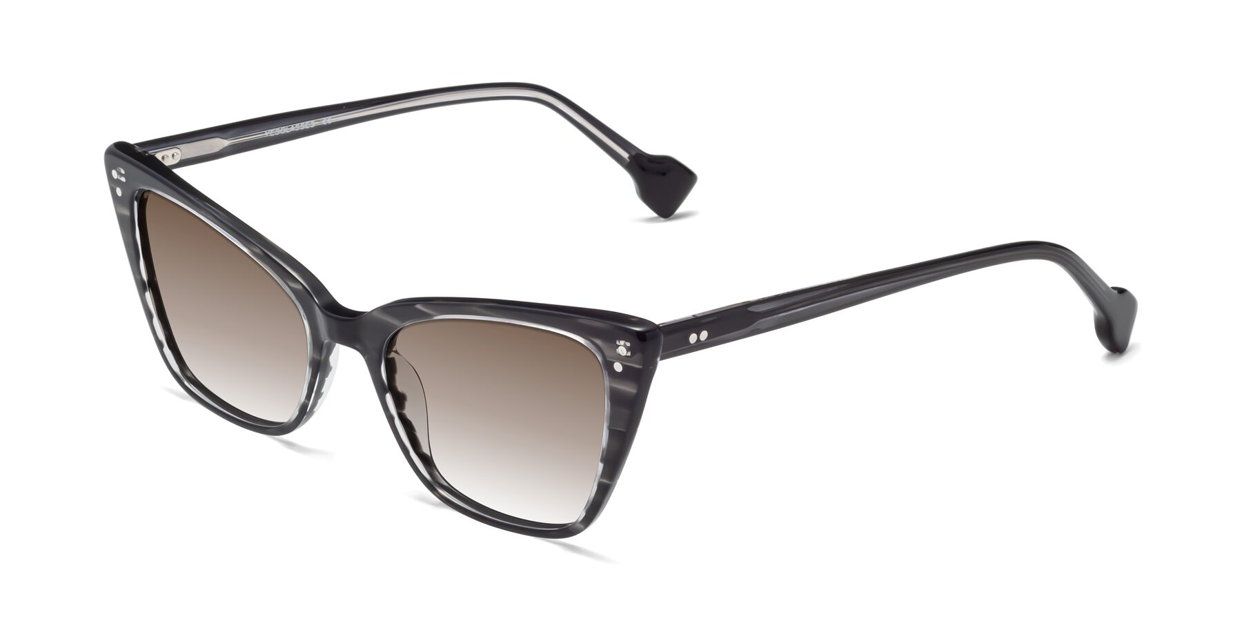 Angle of 1491 in Stripe Gray with Brown Gradient Lenses