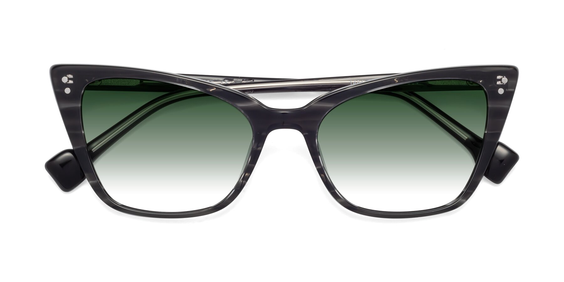 Folded Front of 1491 in Stripe Gray with Green Gradient Lenses