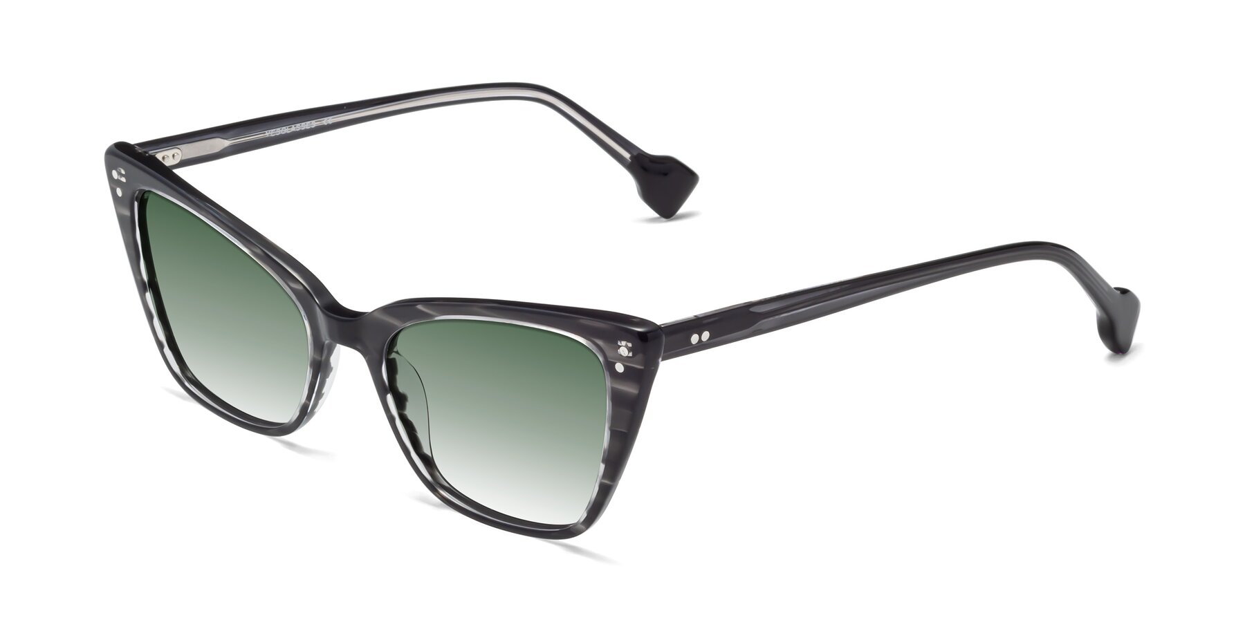 Angle of 1491 in Stripe Gray with Green Gradient Lenses