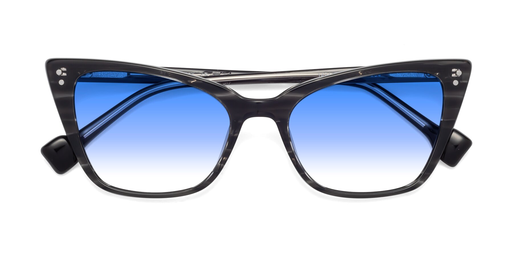 Folded Front of 1491 in Stripe Gray with Blue Gradient Lenses