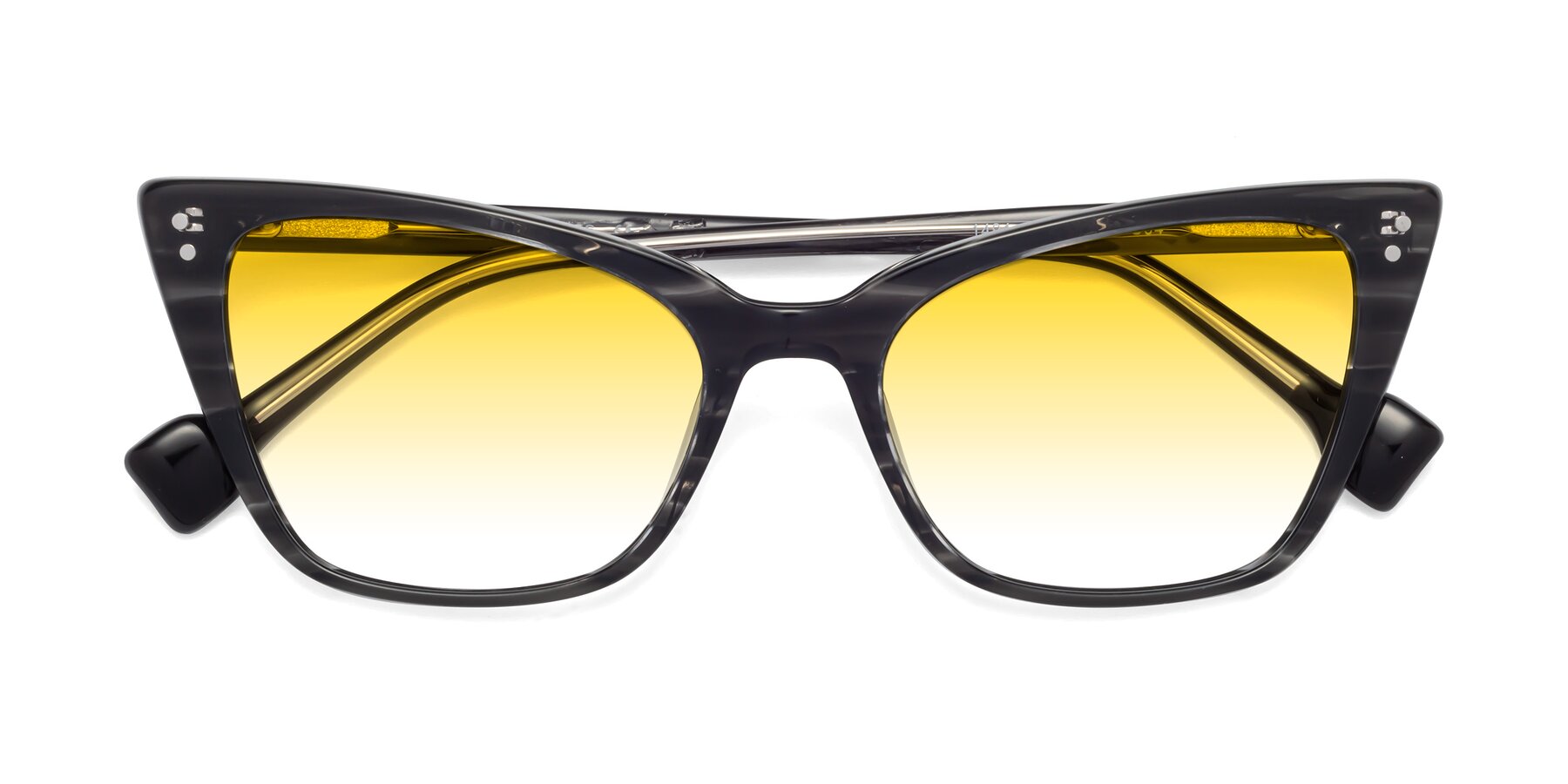 Folded Front of 1491 in Stripe Gray with Yellow Gradient Lenses