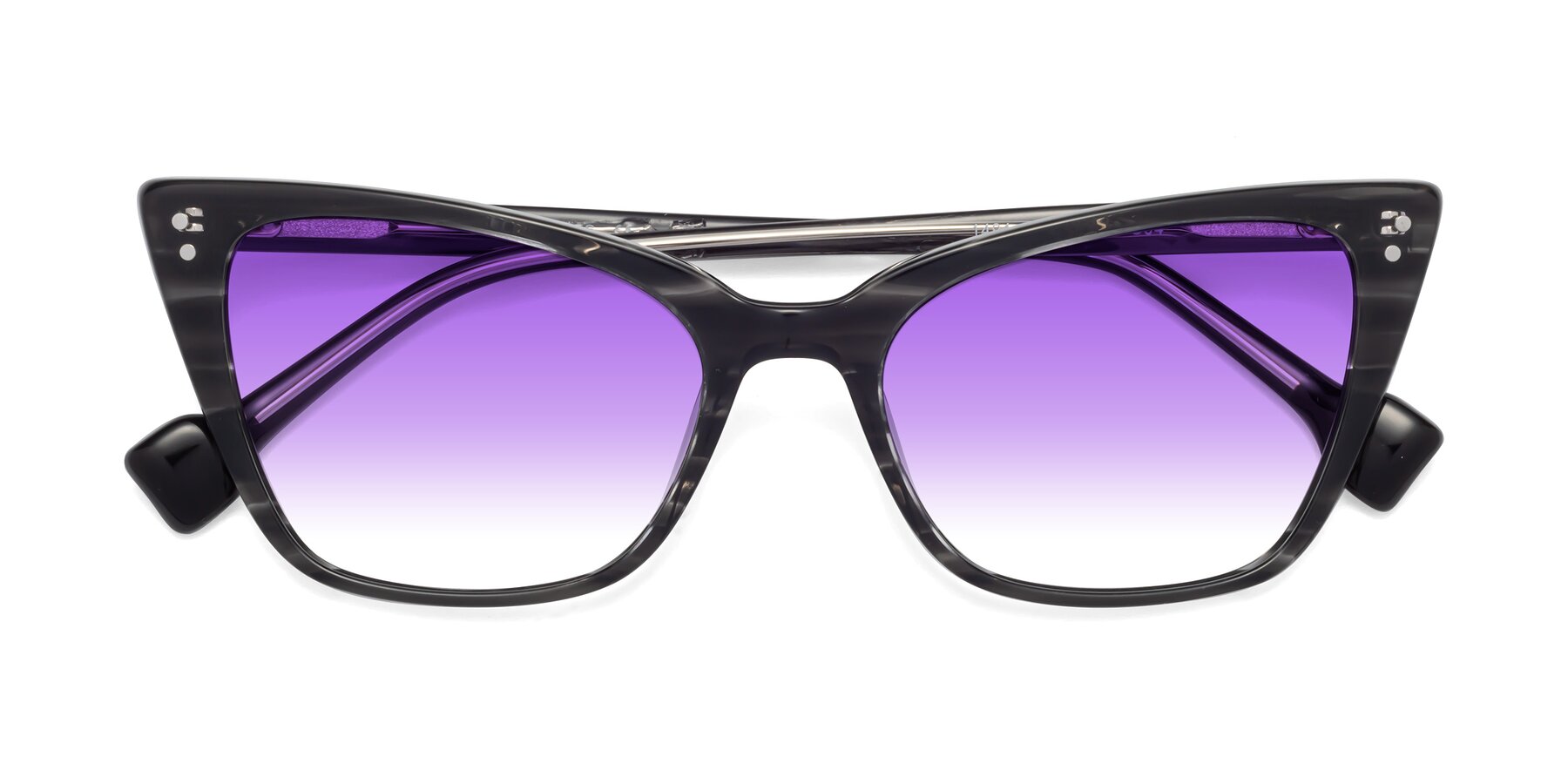 Folded Front of 1491 in Stripe Gray with Purple Gradient Lenses