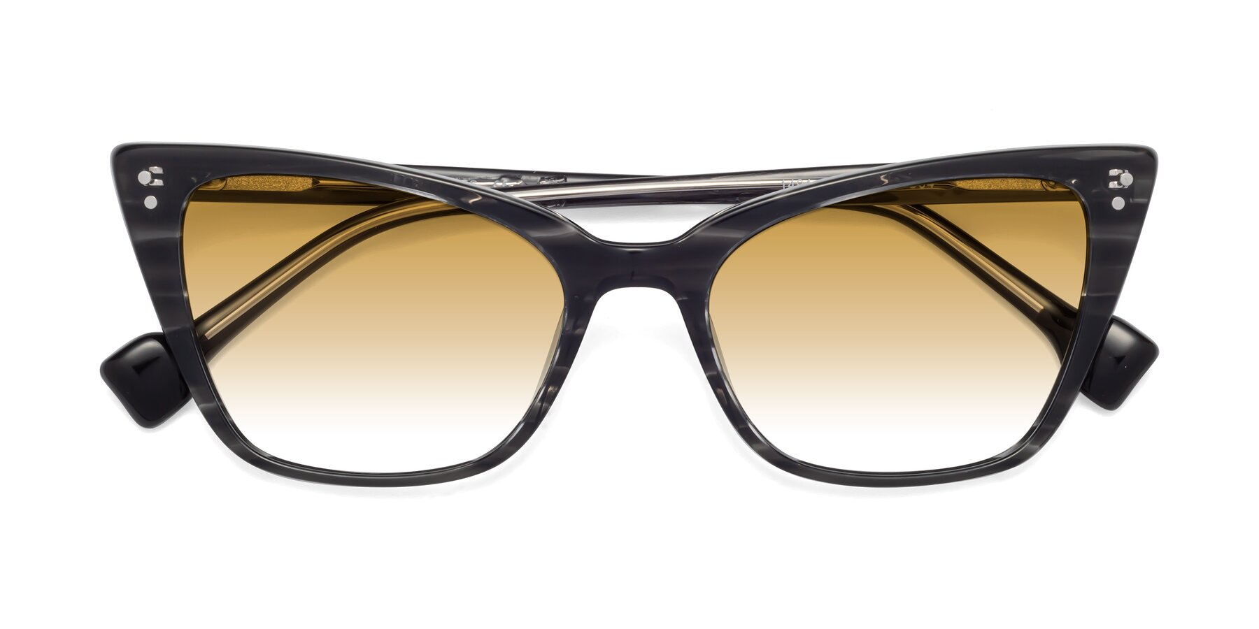 Folded Front of 1491 in Stripe Gray with Champagne Gradient Lenses