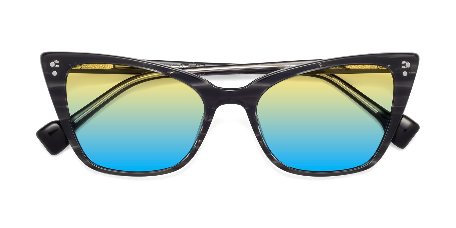 Folded Front of 1491 in Stripe Gray with Yellow / Blue Gradient Lenses