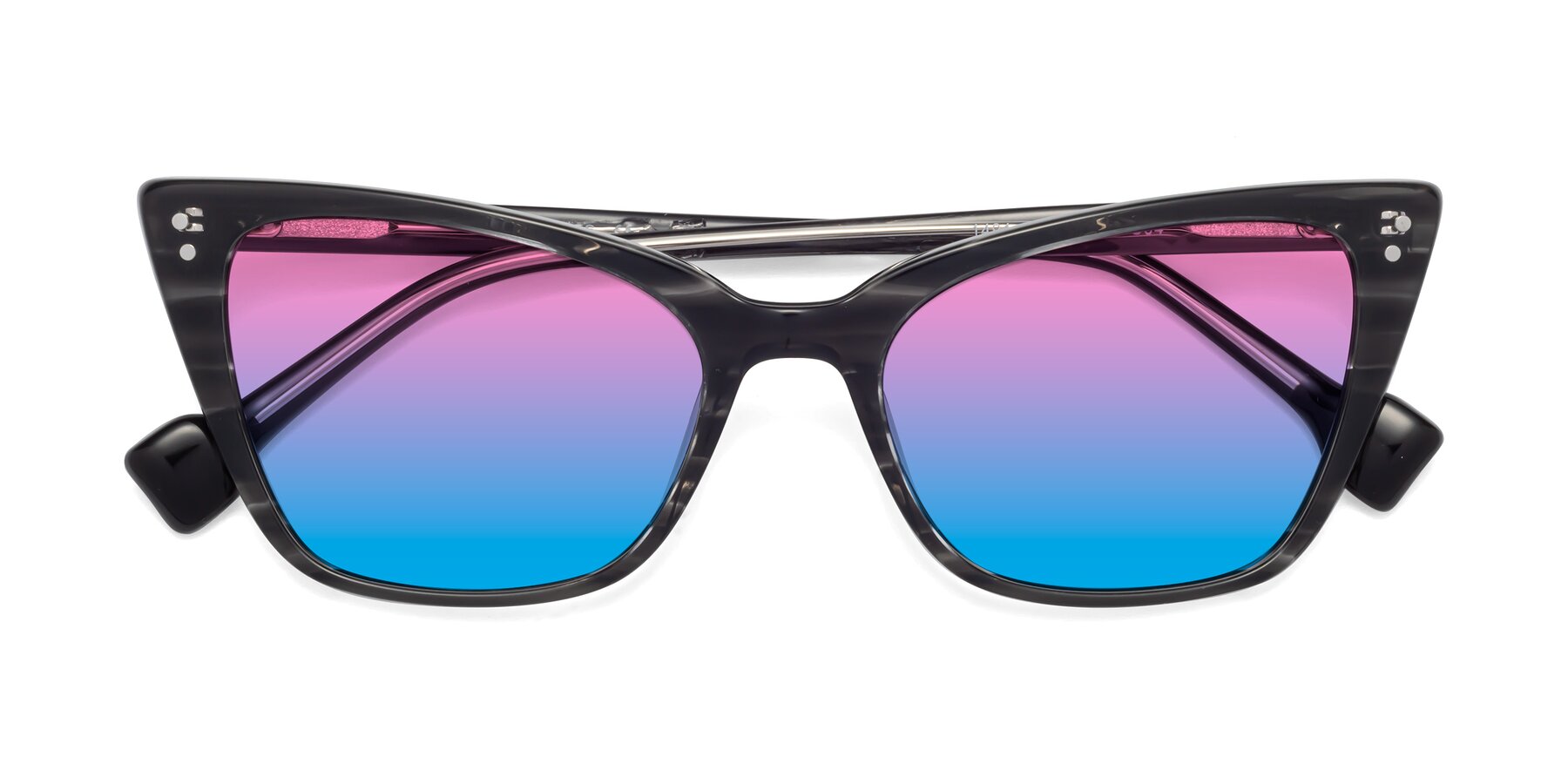 Folded Front of 1491 in Stripe Gray with Pink / Blue Gradient Lenses