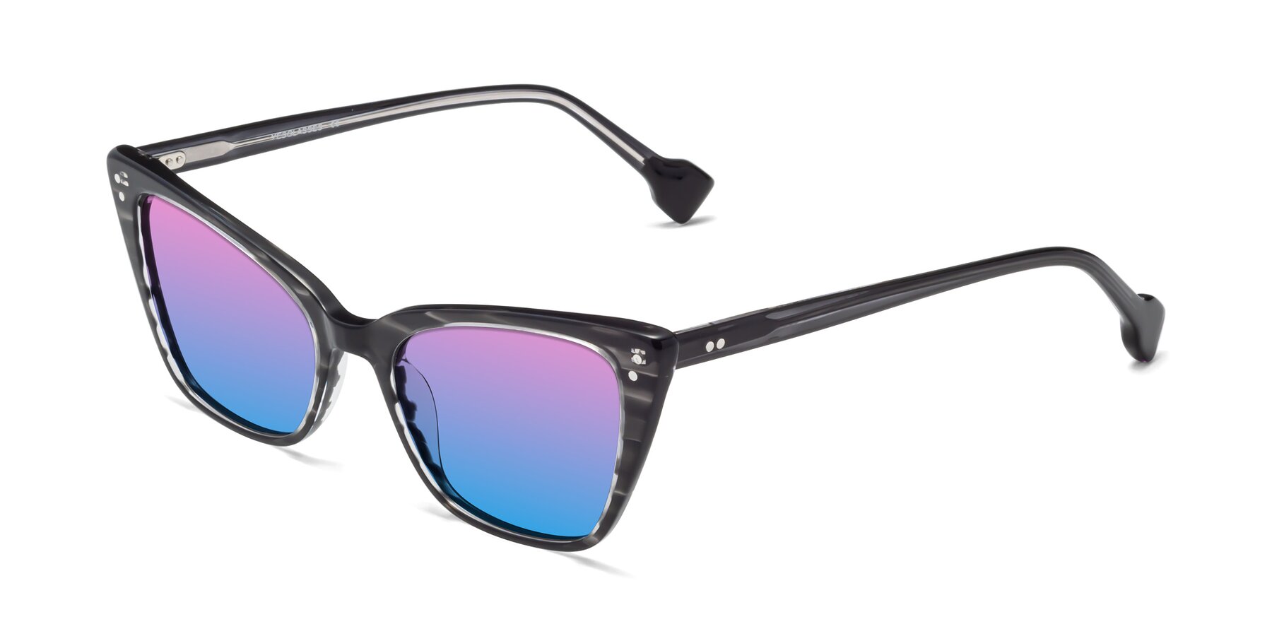 Angle of 1491 in Stripe Gray with Pink / Blue Gradient Lenses