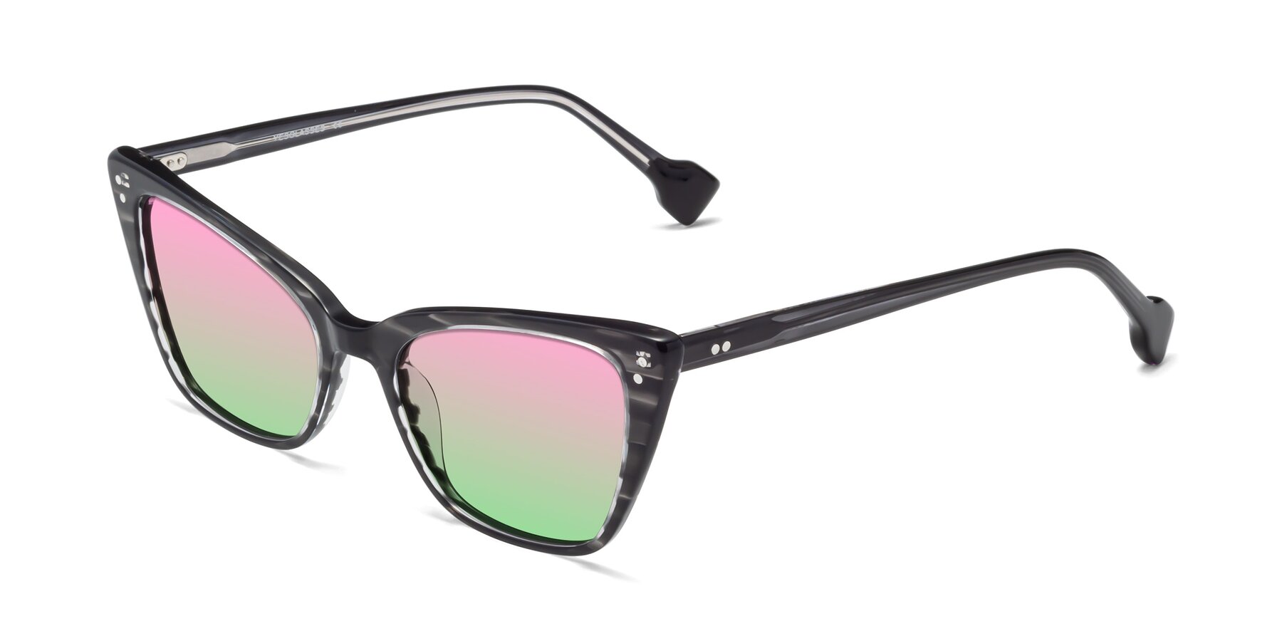 Angle of 1491 in Stripe Gray with Pink / Green Gradient Lenses