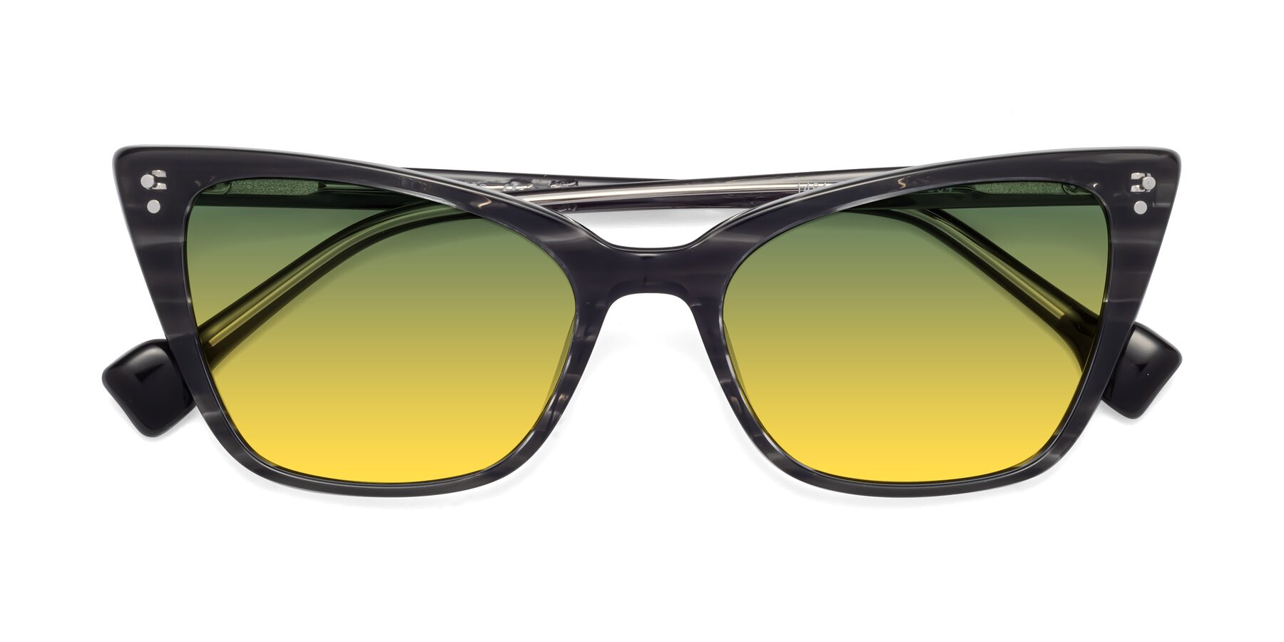 Folded Front of 1491 in Stripe Gray with Green / Yellow Gradient Lenses