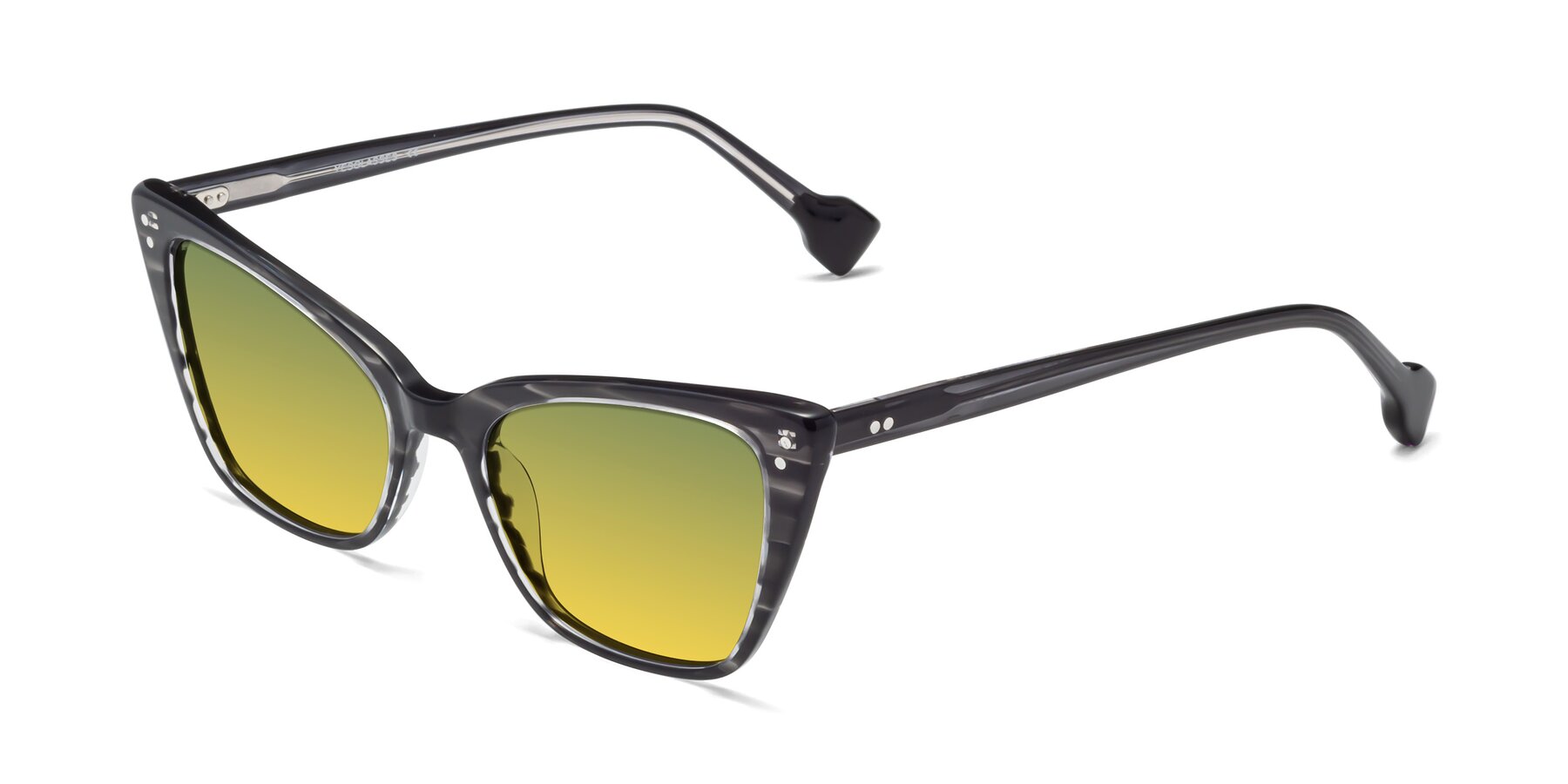 Angle of 1491 in Stripe Gray with Green / Yellow Gradient Lenses