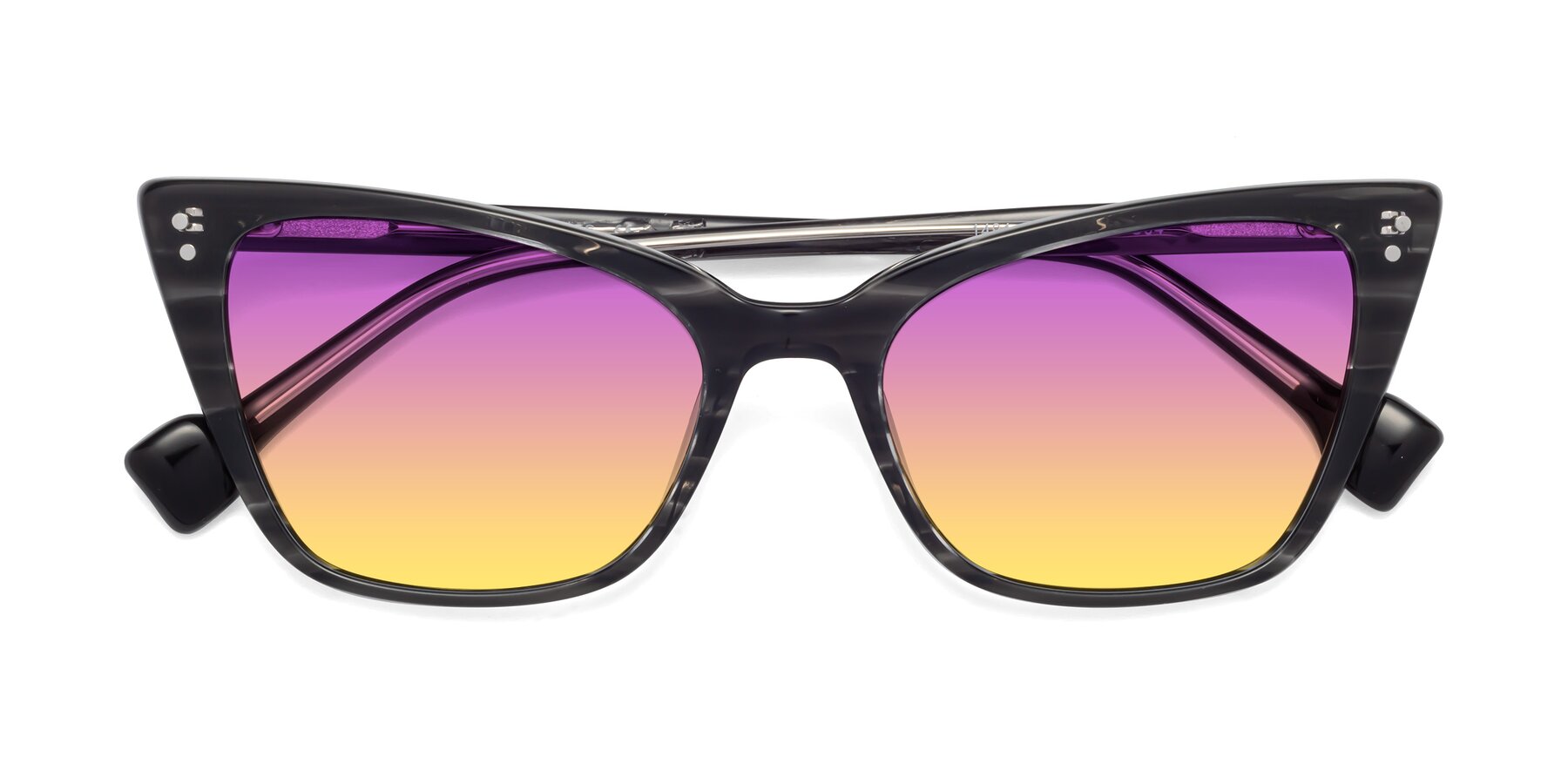 Folded Front of 1491 in Stripe Gray with Purple / Yellow Gradient Lenses