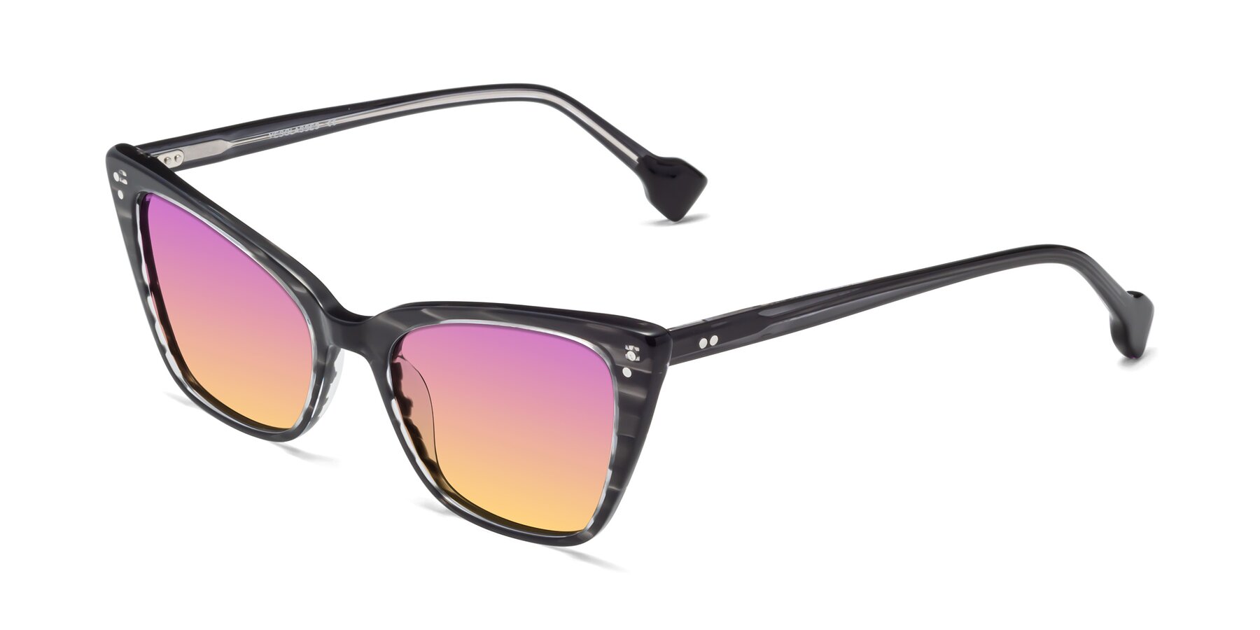Angle of 1491 in Stripe Gray with Purple / Yellow Gradient Lenses