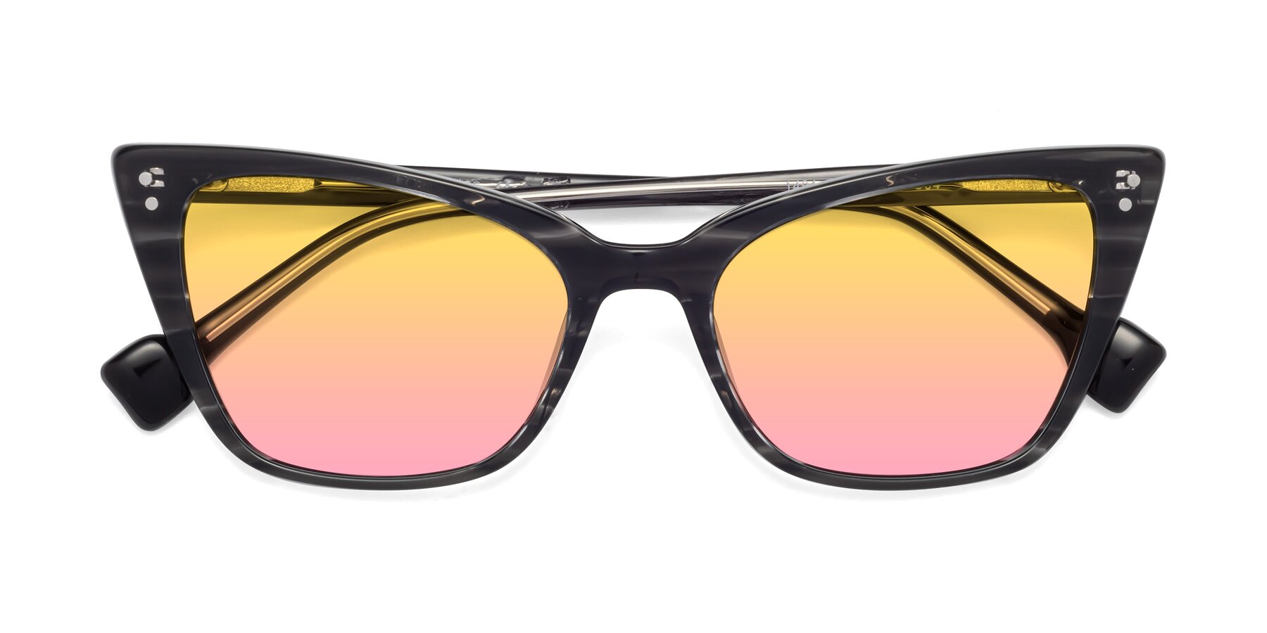 Folded Front of 1491 in Stripe Gray with Yellow / Pink Gradient Lenses