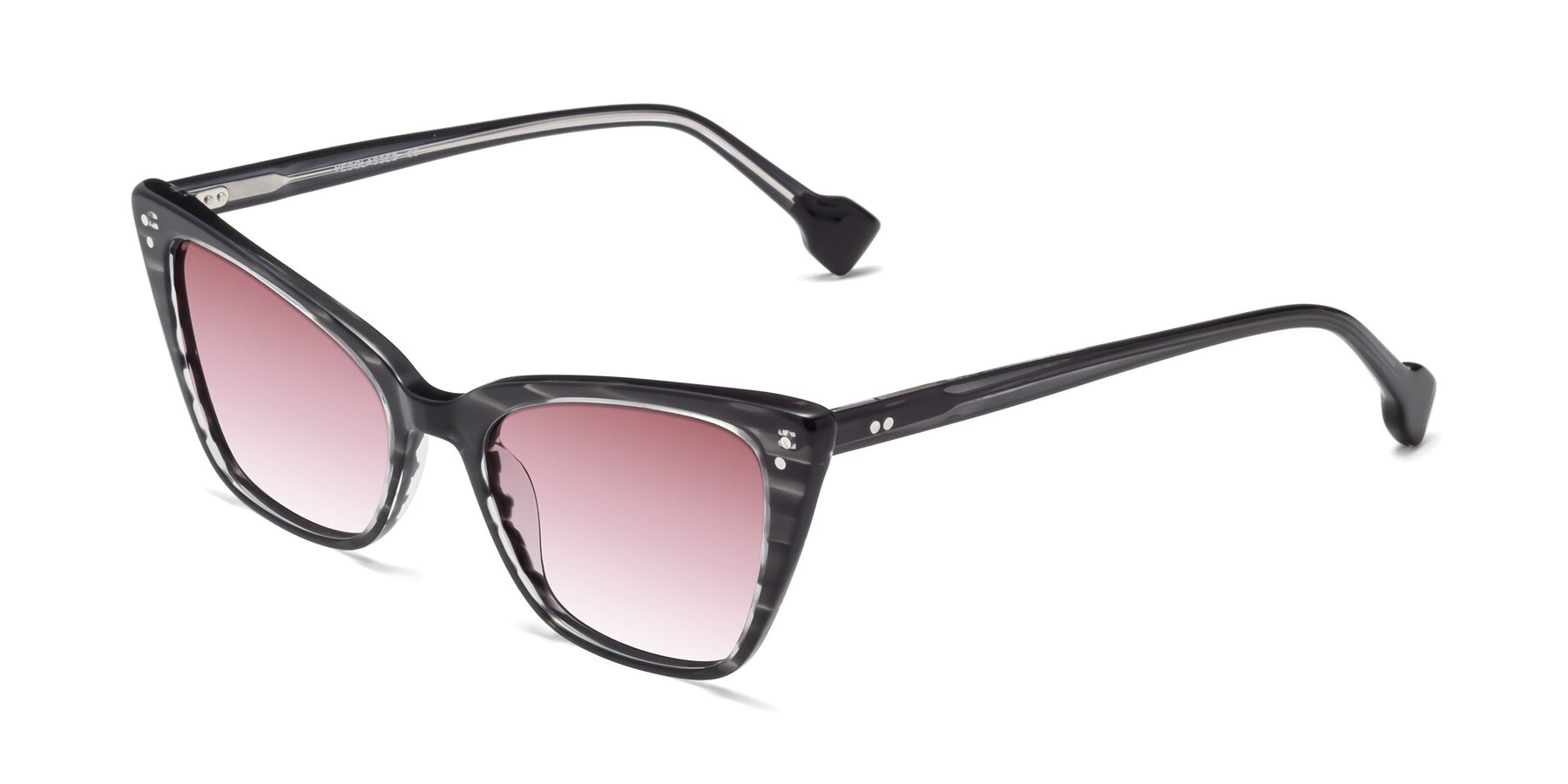 Angle of 1491 in Stripe Gray with Garnet Gradient Lenses