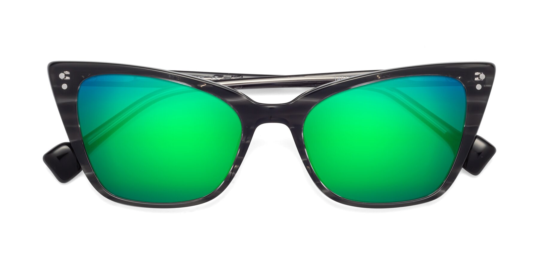 Folded Front of 1491 in Stripe Gray with Green Mirrored Lenses