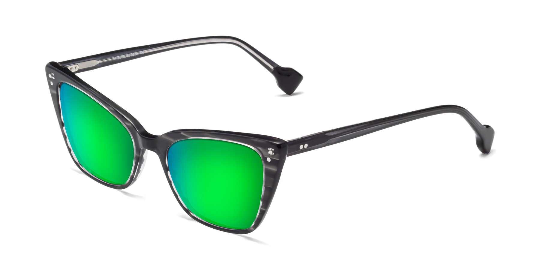 Angle of 1491 in Stripe Gray with Green Mirrored Lenses