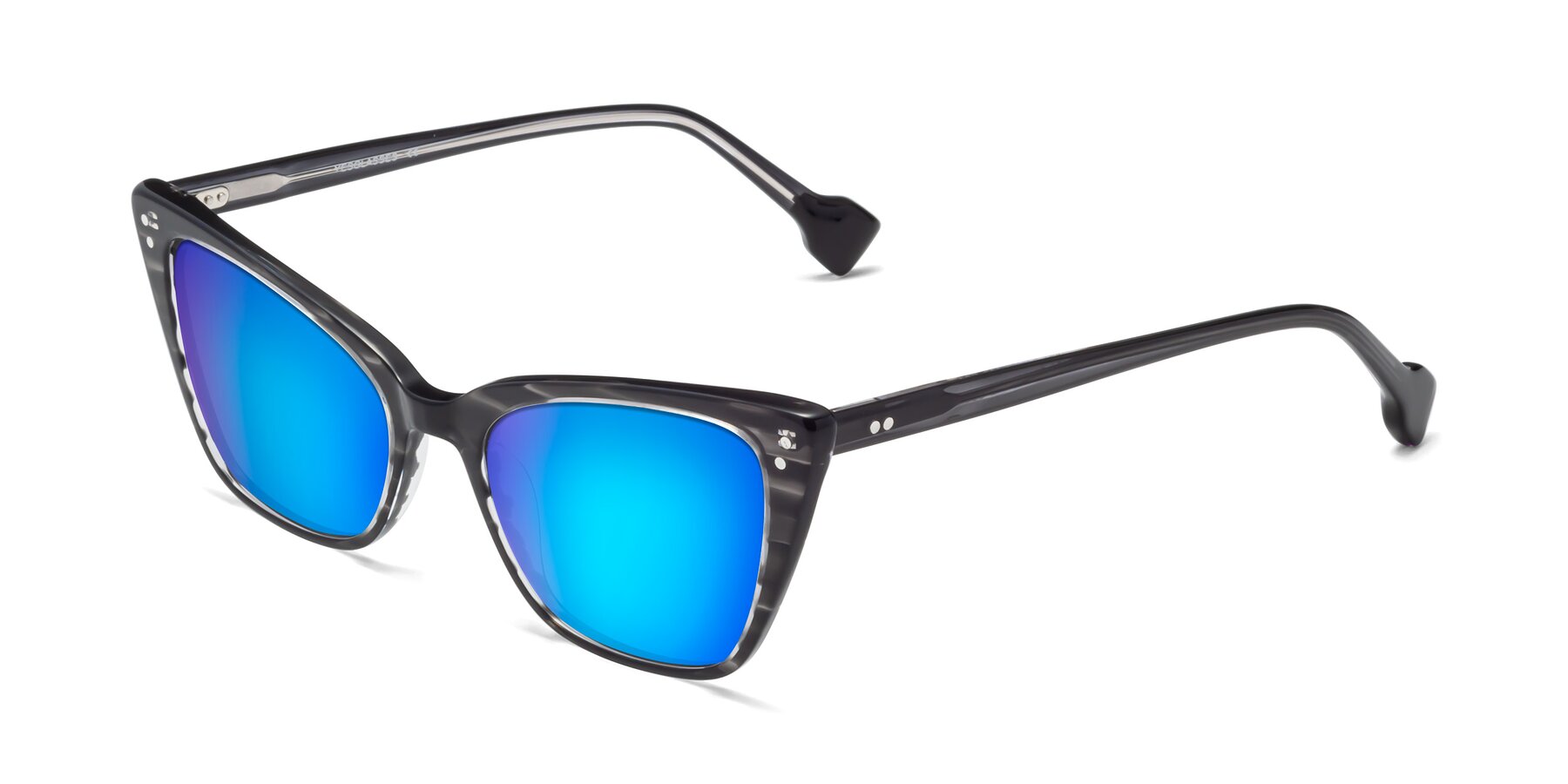 Angle of 1491 in Stripe Gray with Blue Mirrored Lenses