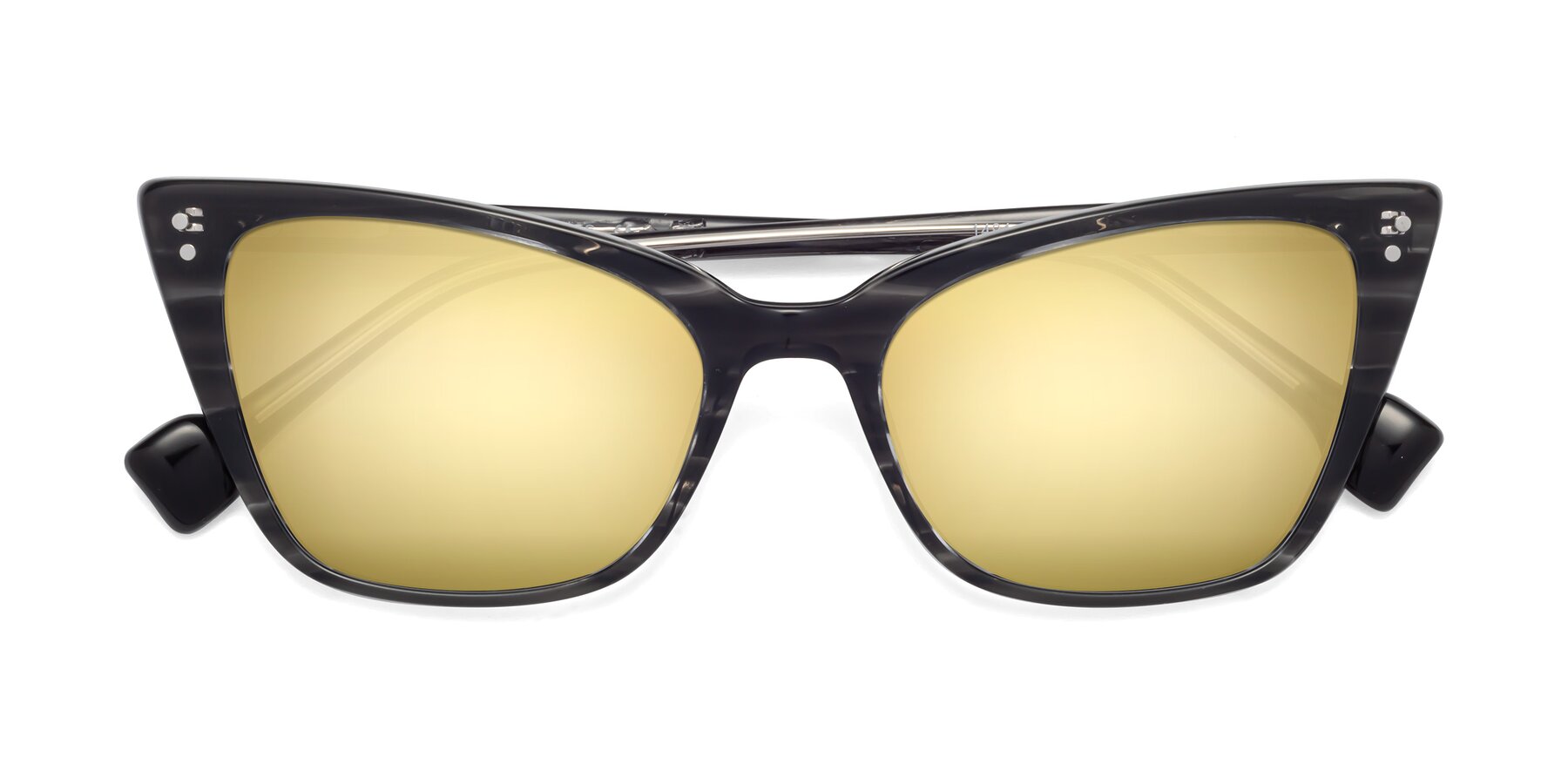 Folded Front of 1491 in Stripe Gray with Gold Mirrored Lenses