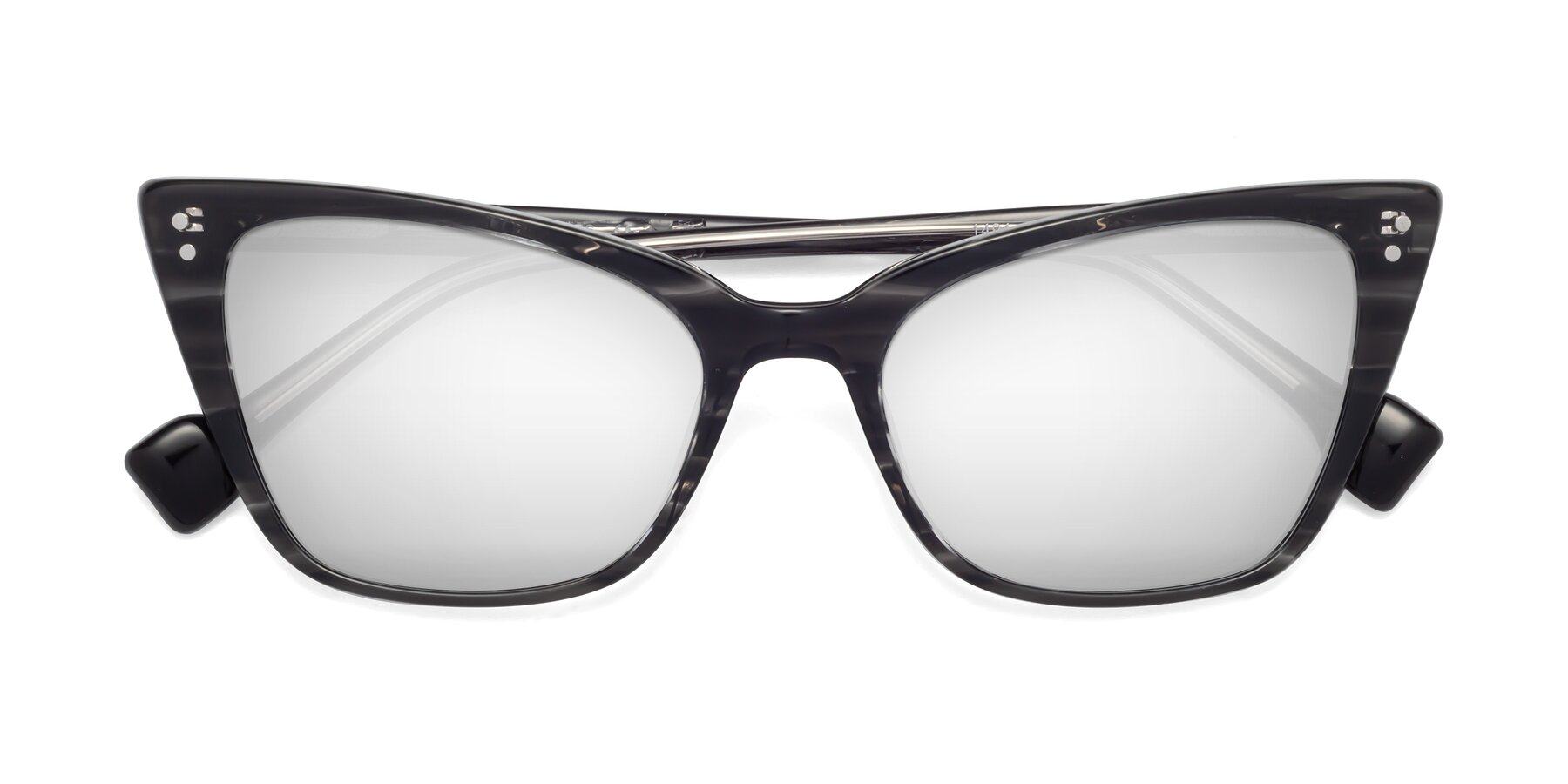 Folded Front of 1491 in Stripe Gray with Silver Mirrored Lenses