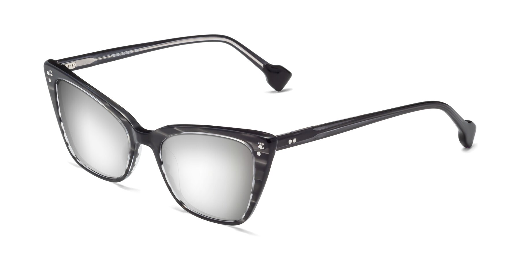 Angle of 1491 in Stripe Gray with Silver Mirrored Lenses