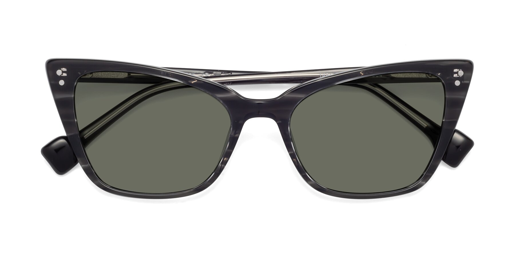 Folded Front of 1491 in Stripe Gray with Gray Polarized Lenses