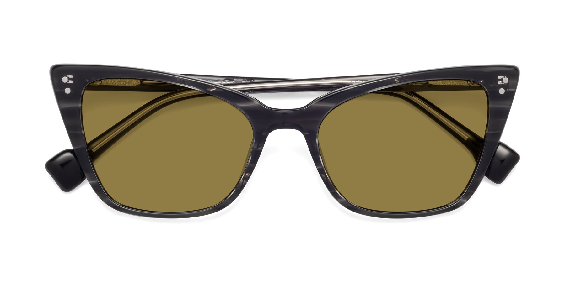 Folded Front of 1491 in Stripe Gray with Brown Polarized Lenses