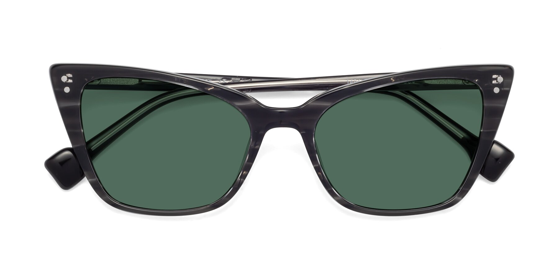 Folded Front of 1491 in Stripe Gray with Green Polarized Lenses