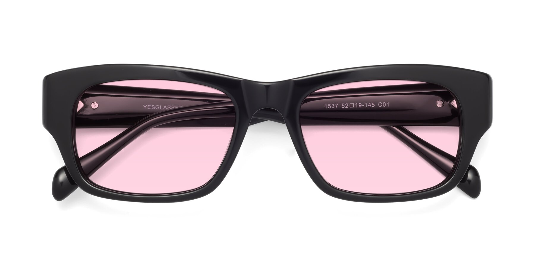 Folded Front of 1537 in Black with Light Pink Tinted Lenses