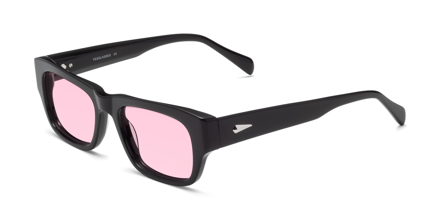 Angle of 1537 in Black with Light Pink Tinted Lenses