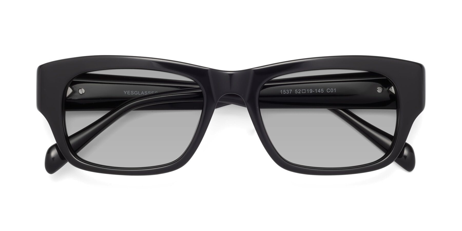 Folded Front of 1537 in Black with Light Gray Tinted Lenses