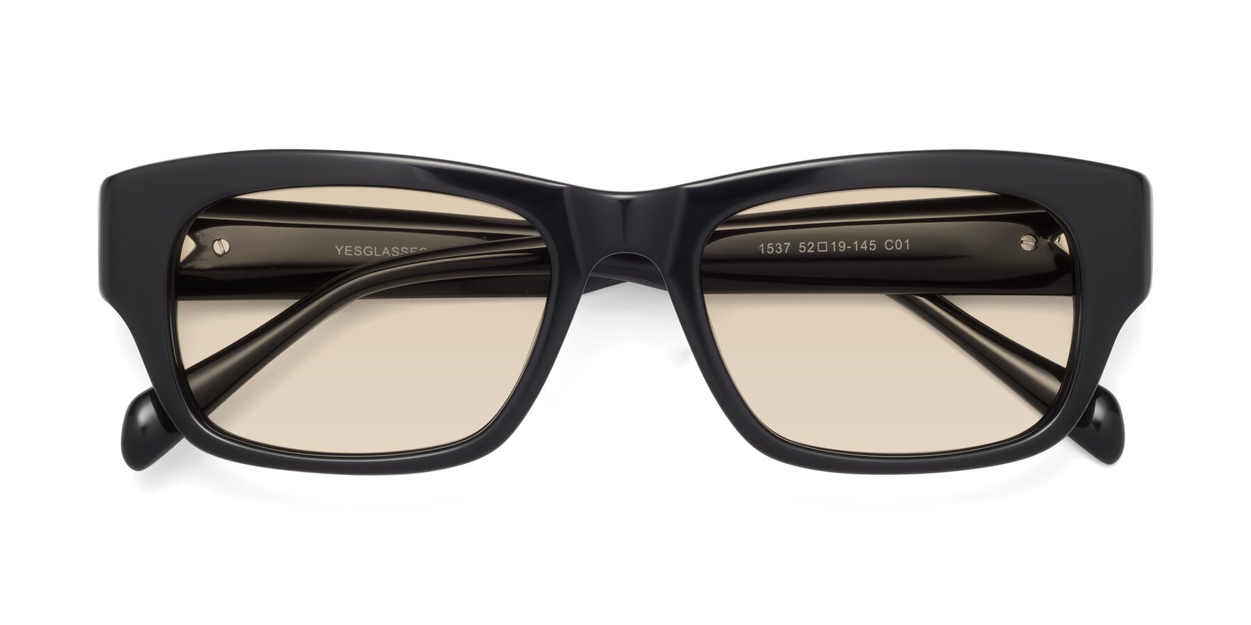 Folded Front of 1537 in Black with Light Brown Tinted Lenses