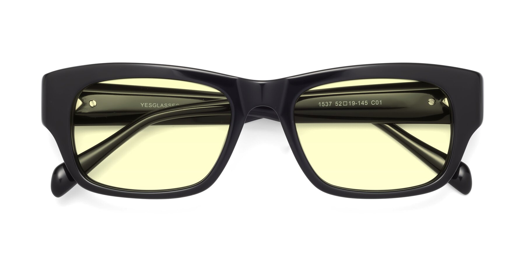 Folded Front of 1537 in Black with Light Yellow Tinted Lenses