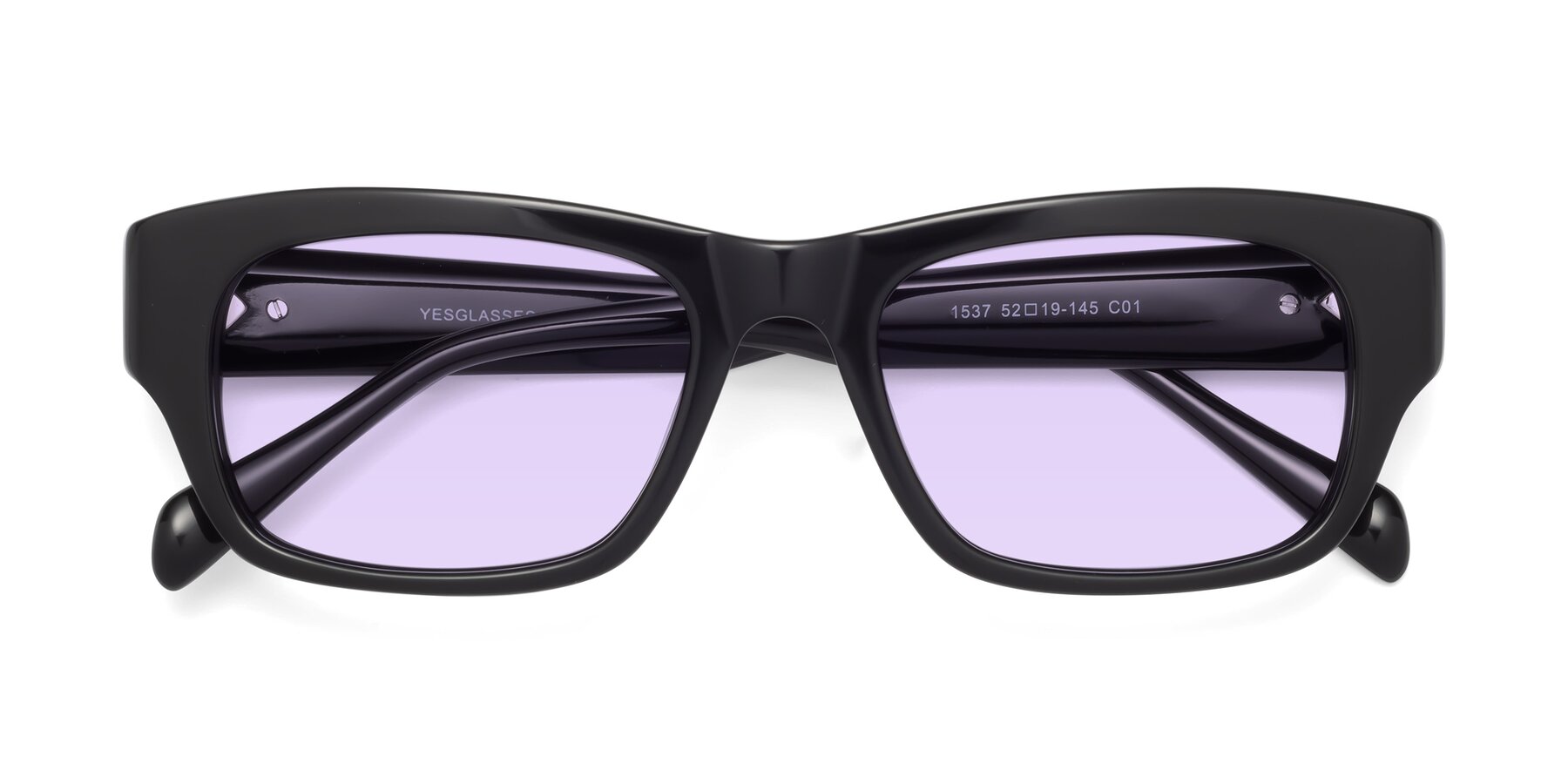 Folded Front of 1537 in Black with Light Purple Tinted Lenses