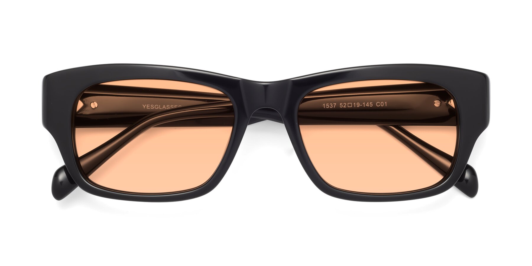 Folded Front of 1537 in Black with Light Orange Tinted Lenses