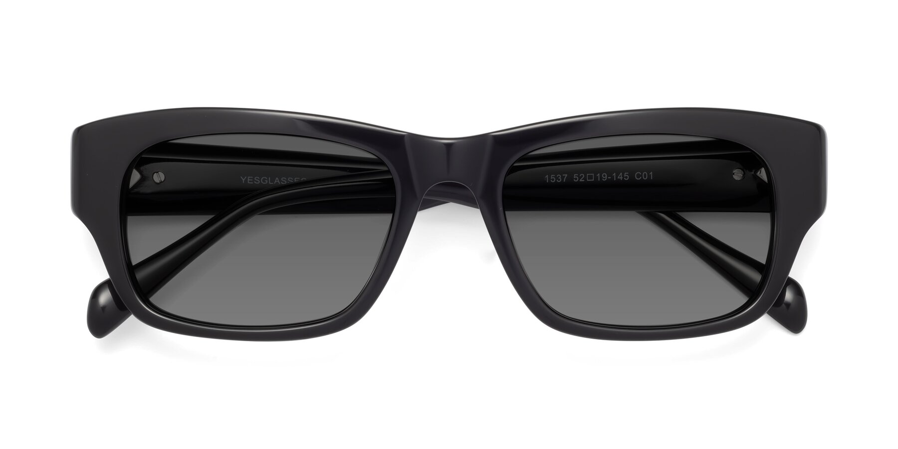 Folded Front of 1537 in Black with Medium Gray Tinted Lenses