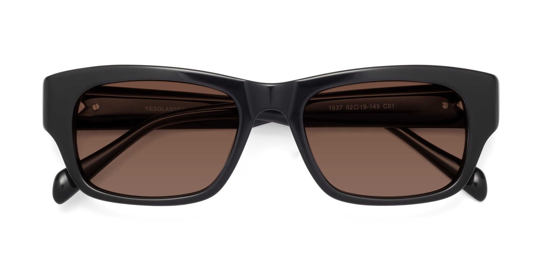 Folded Front of 1537 in Black with Brown Tinted Lenses