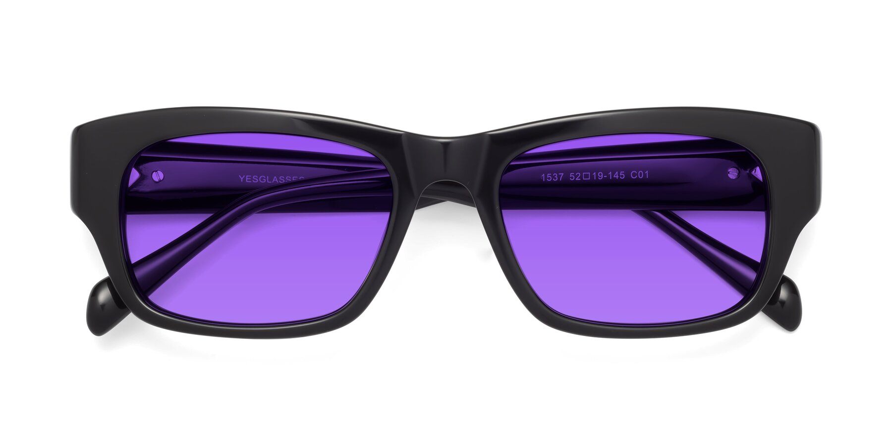Folded Front of 1537 in Black with Purple Tinted Lenses