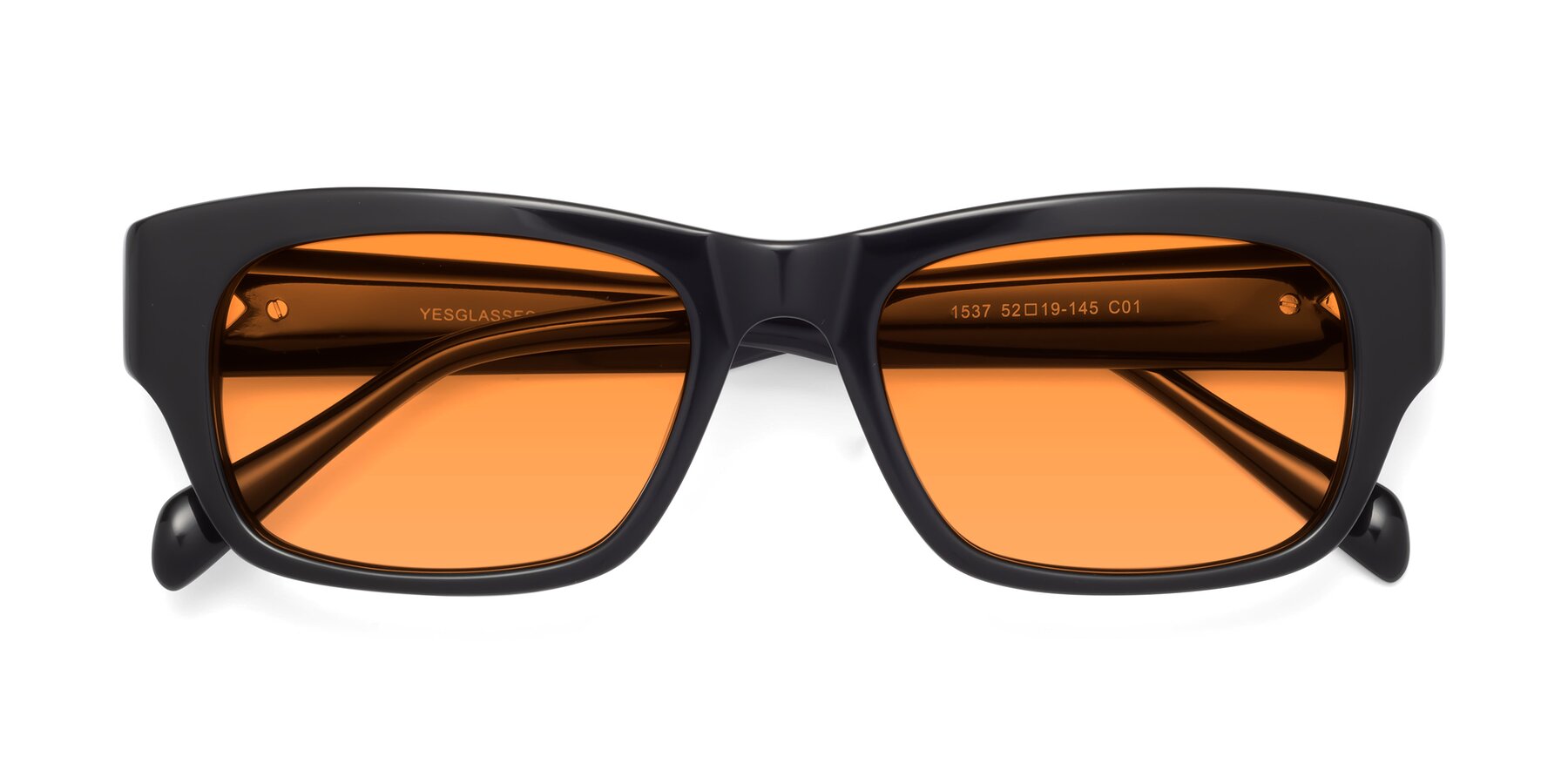 Folded Front of 1537 in Black with Orange Tinted Lenses