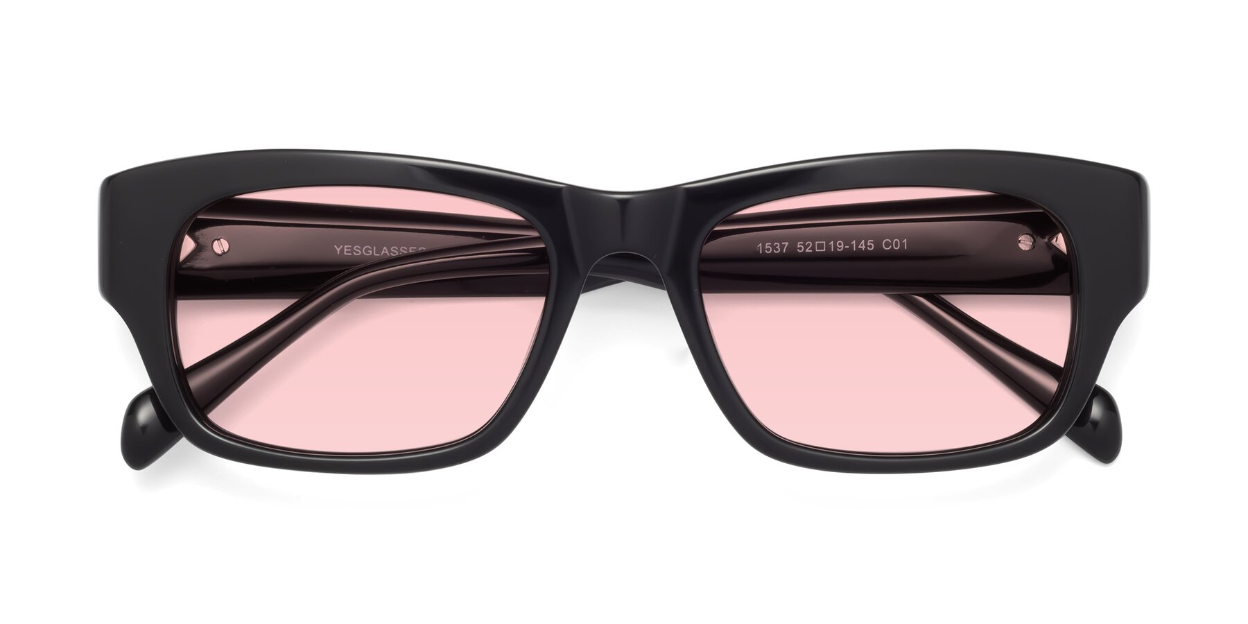 Folded Front of 1537 in Black with Light Garnet Tinted Lenses