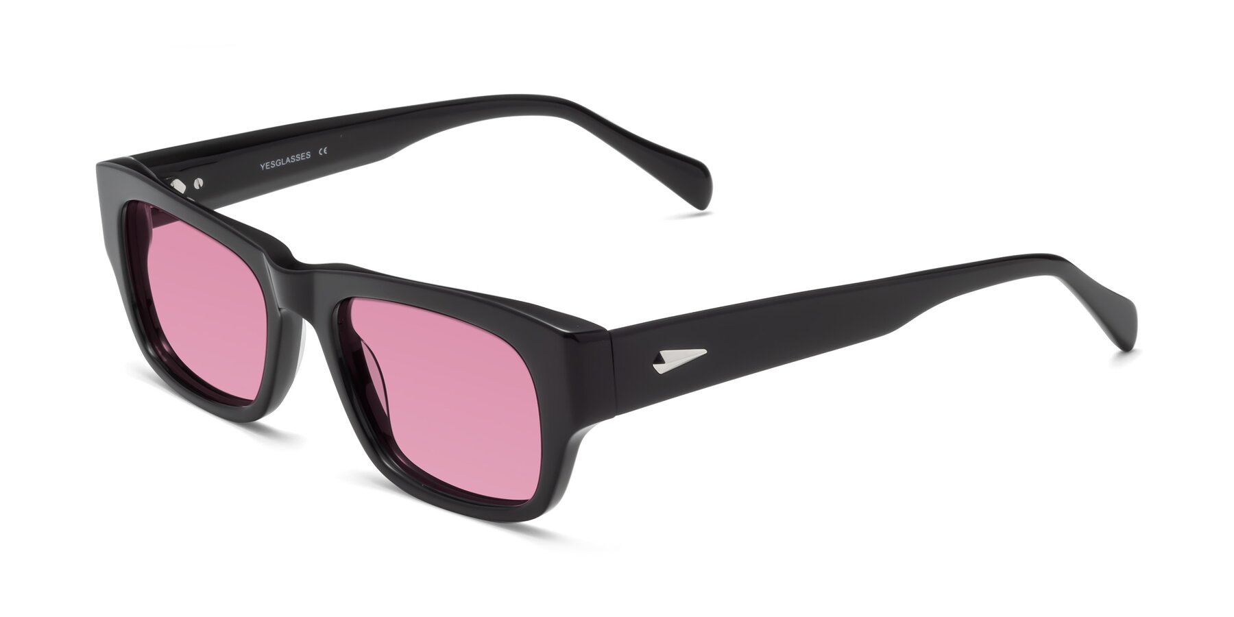 Angle of 1537 in Black with Medium Wine Tinted Lenses