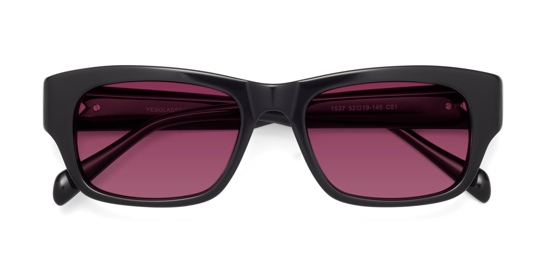 Folded Front of 1537 in Black with Wine Tinted Lenses