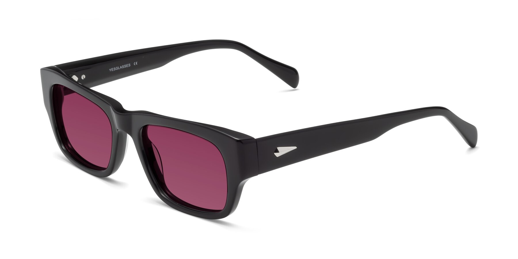 Angle of 1537 in Black with Wine Tinted Lenses