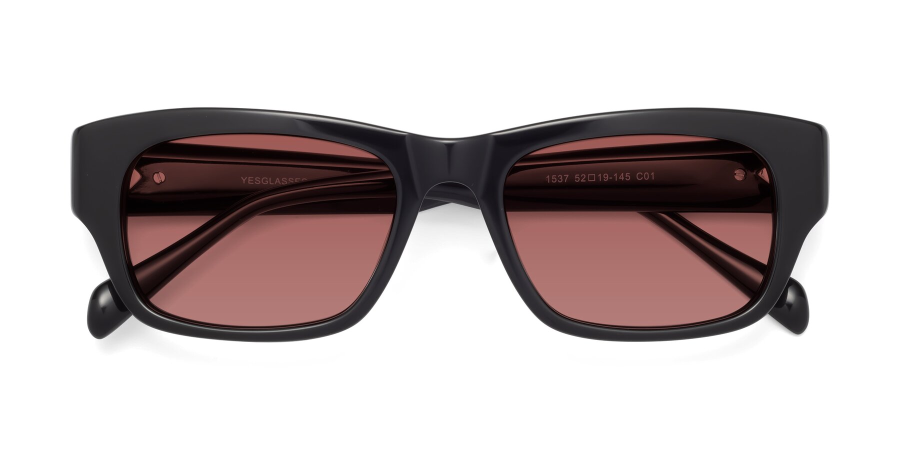 Folded Front of 1537 in Black with Garnet Tinted Lenses