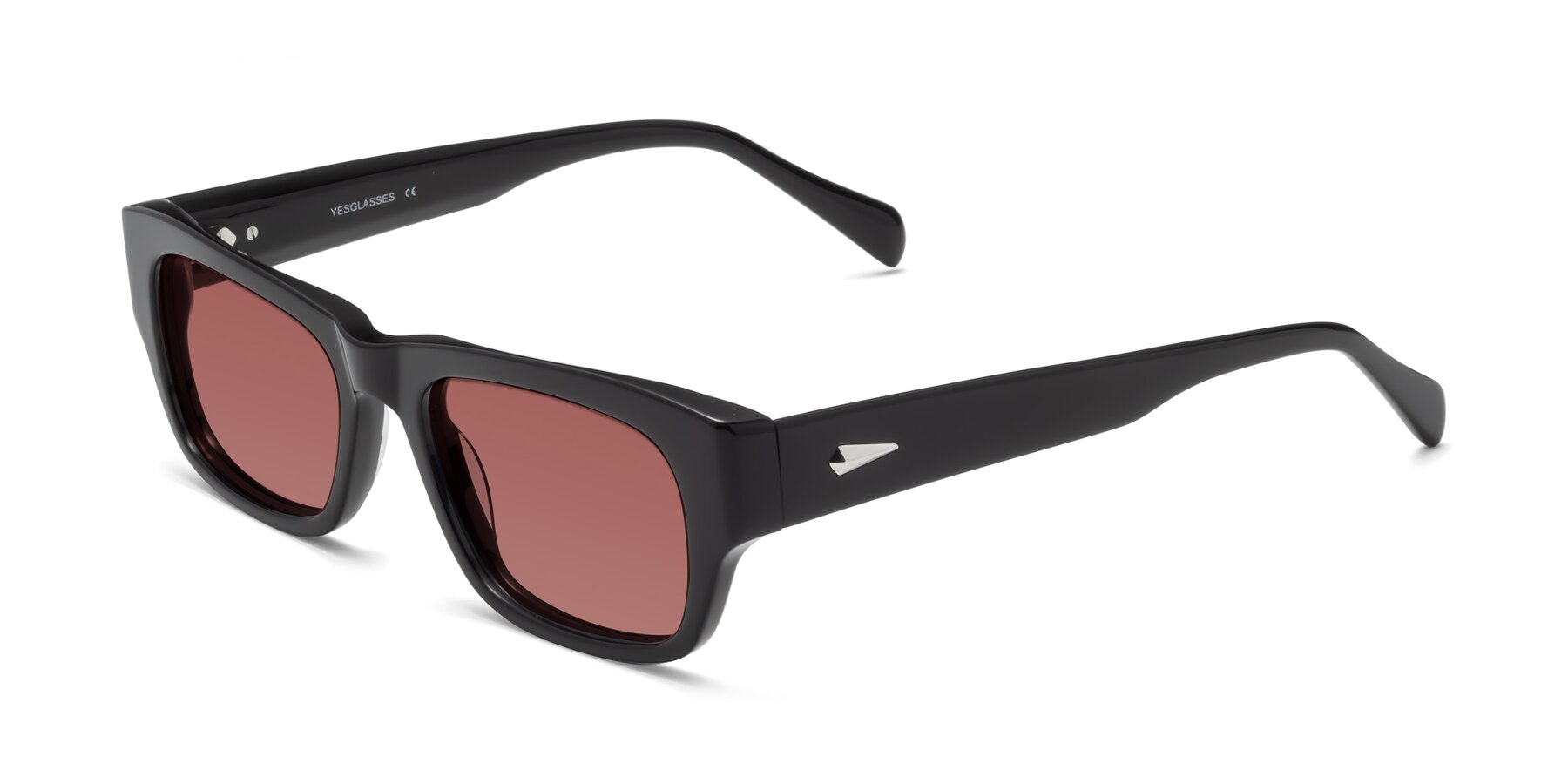 Angle of 1537 in Black with Garnet Tinted Lenses