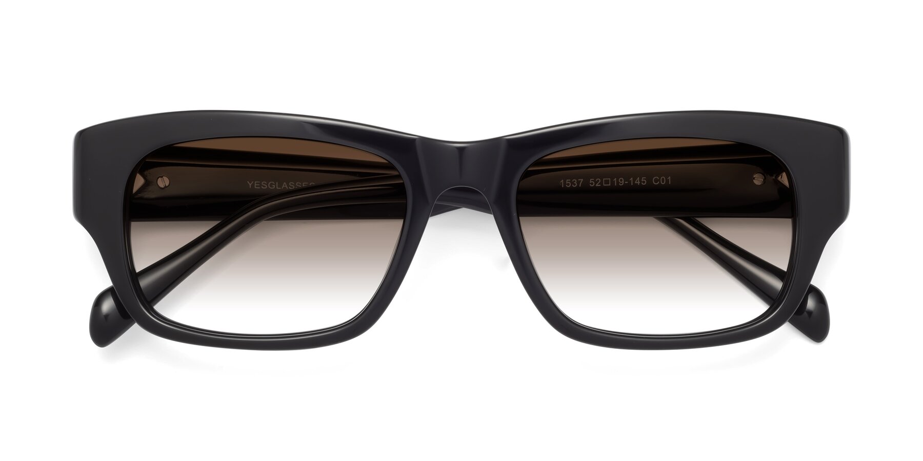 Folded Front of 1537 in Black with Brown Gradient Lenses