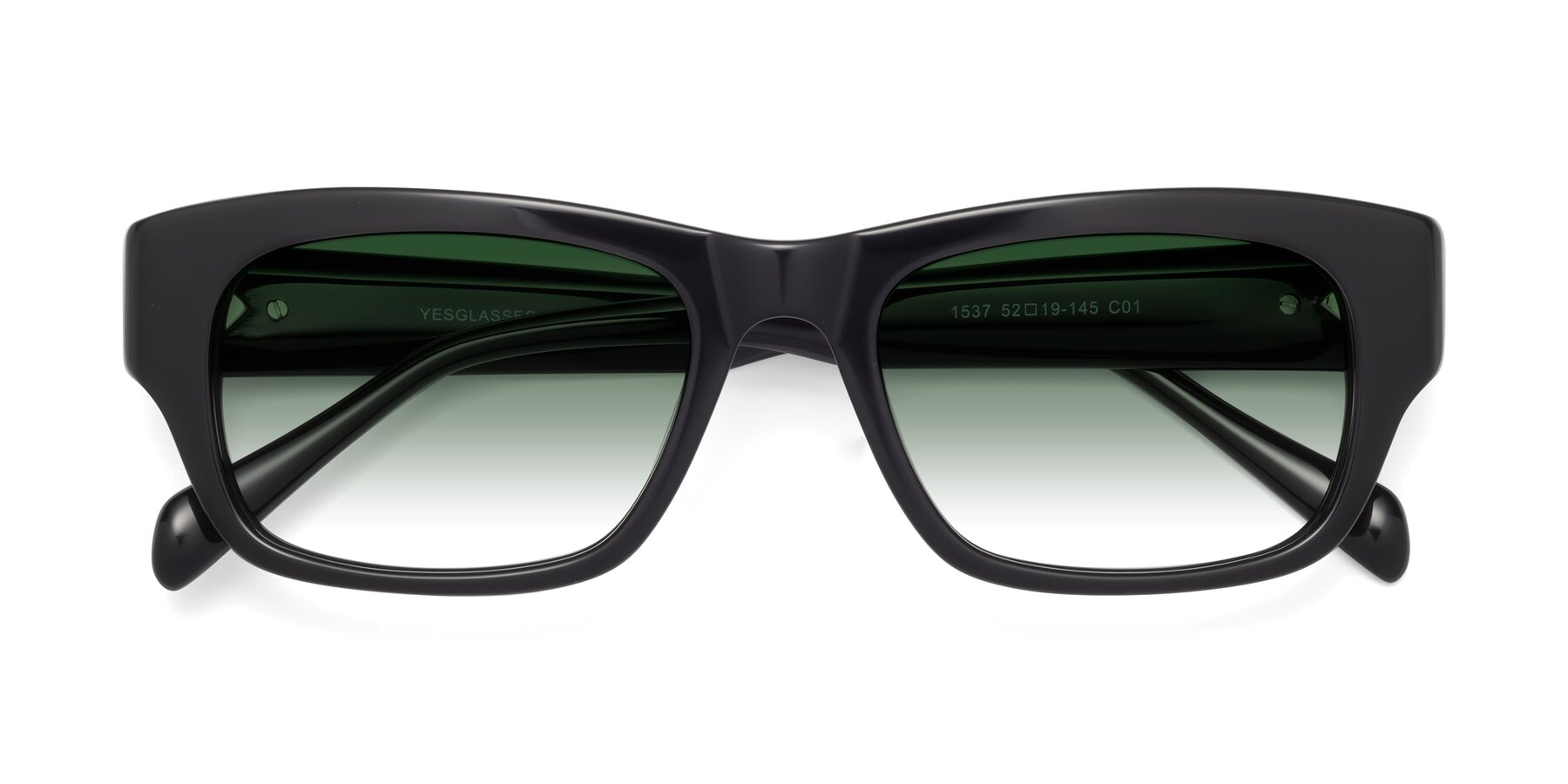 Folded Front of 1537 in Black with Green Gradient Lenses