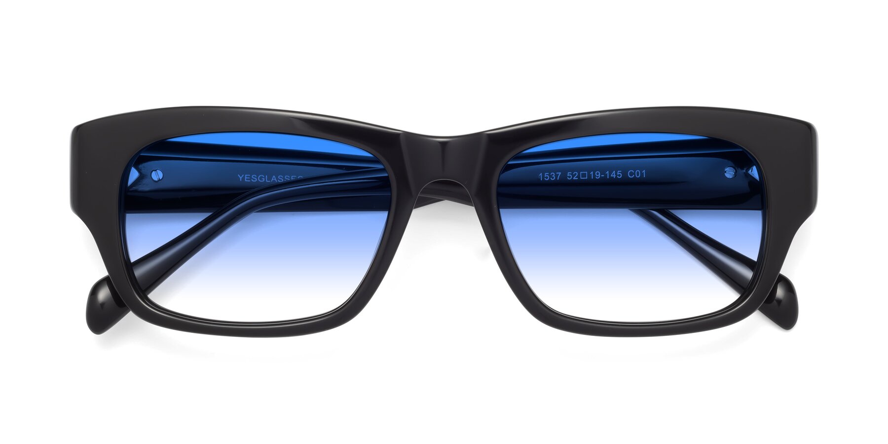 Folded Front of 1537 in Black with Blue Gradient Lenses