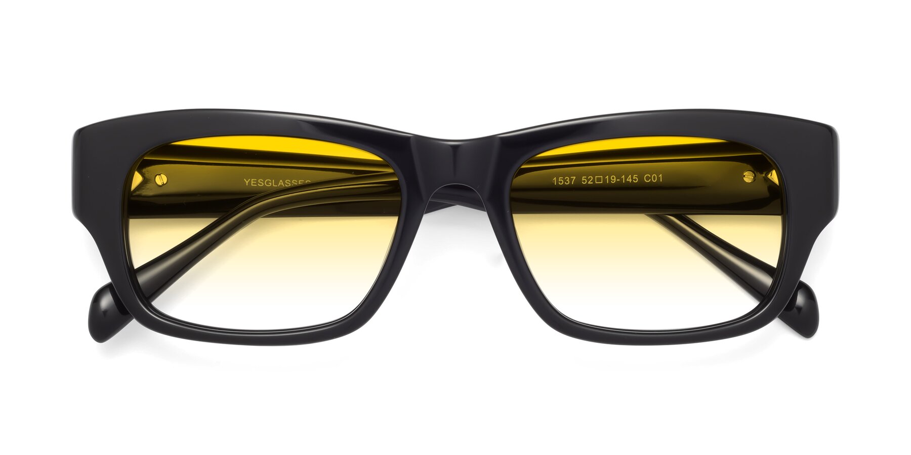 Folded Front of 1537 in Black with Yellow Gradient Lenses